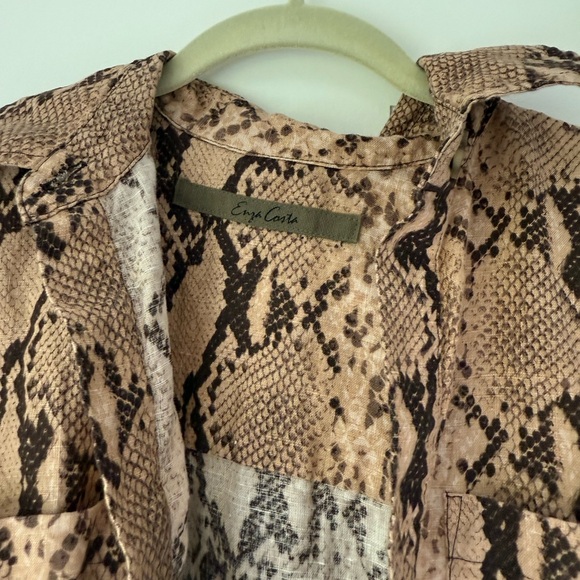 Enza Costa Snake Print Button-Up Romper - Picture 6 of 7